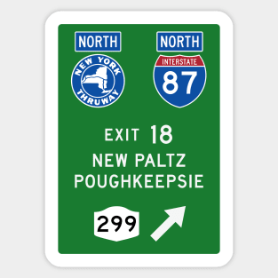 New York Thruway Northbound Exit 18: New Paltz Poughkeepsie Gunks Sticker